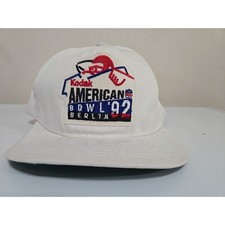DEADSTOCK Vtg 1992 NFL Kodak American Bowl Berlin Snapback Hat White MINT picture