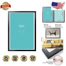 30x42 Black Poster Frame - Sturdy MDF, Vertical/Horizontal Display picture