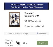 Naruto X Yankees Bandai TCG Promo Chakra Card Yankee Stadium SGA ⚾️ picture