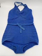 VINTAGE 1930/40’s Women’s SEXY 1 Piece SUNSUIT Cobalt Blue DOES NOT STRETCH picture
