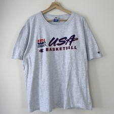 Vintage 90's Champion Team USA Basketball Dream Team Grey Tee Shirt - XL picture