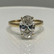 2.50 Ct Oval Solitaire 14k Yellow Lab Grown Diamond Ring IGI Certified picture