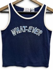 Vintage 90s WHAT-EVER Plaid Applique Ringer Tank Top M picture