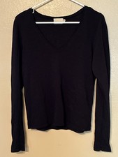 Nation Ltd. Black V-neck Tee Long Sleeve Snap Cuff Size S picture