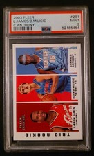 2003-04 FLEER TRIO ROOKIES LEBRON JAMES CARMELO ANTHONY DARKO MILICIC #291 PSA 9 picture
