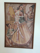 Qajar period Oil Painting   Canvas  Framed  Early 20th C - Signed Musician Motif picture