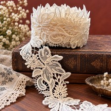2 Inch White Floral Lace Trim, Elegant Embroidered Lace, Romantic Bridal Lace picture