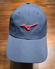 Mizuno Men's Navy Baseball Cap Hat Adjustable One Size Red Logo Green Underbrim picture