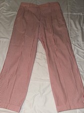 Vintage Berle Windsor Seersucker Red/White Pants Size 36 Made In USA picture