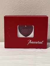 Baccarat Vintage Signed Crystal Ruby Red Heart Pendant in Original Box with Tags picture