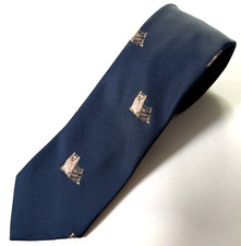 Vintage Chipp Chippmunk Navy Club Tie Embroidered Yorkie Yorkshire Terrier picture