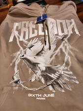 NEW Sixth June Paris Freedom Hoodie Men's Size LARGE Beige Pullover NWT picture
