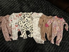 Carter's Newborn Baby Girl Sleepers Lot Of 6, 5 Sleepers 1 Gown picture
