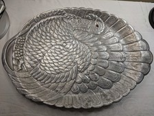 Vintage (1982) Arthur Court Turkey Metal Serving Tray -- Jeweled Eye, 26 X 17 picture