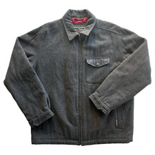 1990s 2000s Y2K Vintage Abercrombie & Fitch Wool Overcoat Jacket Size Large Grey picture