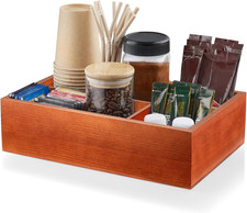 Coffee Station Organizer with Removable Dividers - Wood Coffee Bar Accessories O picture
