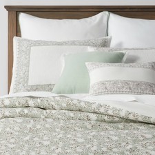 8pc King Printed Floral with Border 8pc Comforter Set Green - Threshold: picture