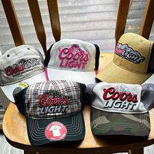 Coors Light Breweriana Lot of 5 Hats Caps Trucker & Baseball Assorted picture