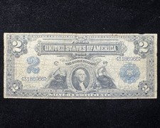 1899 $2 Silver Certificate (Fr#249) - $2 Raw - Mini Porthole - Lyons Roberts picture