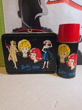 Vintage 1962 Barbie & Midge Metal Lunch Box Thermos Complete Canadian Mattel picture