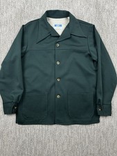 Vtg 70's Time Out By Farah Leisure Suit Jacket Shirt Green Disco Collar Mens 44 picture