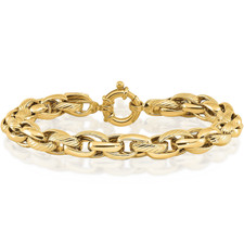 14K Solid Yellow Gold 7.31mm Chunky Link Chain Bracelet 7.5 inch Polished picture