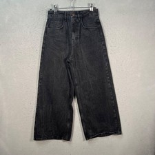Reclaimed Vintage Womens 26 Black Wide-Leg Jeans High-Waist Cropped 100% Cotton picture