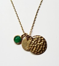 Merci Maman green & gold tone personalized necklace picture