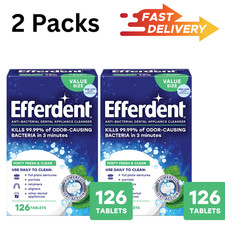 ( 2 Pack) Efferdent Denture & Retainer Cleaner Tablets, Mint, 126 Count. picture