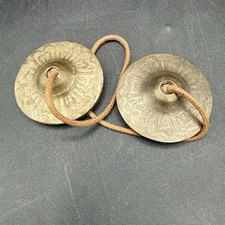 Vintage Tibetan Brass Tingsha Cymbals Hand Bell Meditation Yoga Prayer Chimes picture