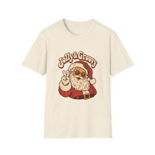 Jolly and Groovy Retro Santa Christmas T-Shirt 70s Vintage Holiday Tee Unisex picture