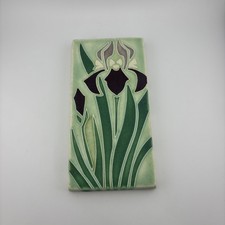 Motawi Tileworks Pottery Floral Iris Flower Tile Plaque Art Deco picture