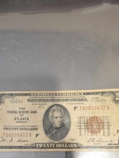 US Series 1929 $20 Federal Reserve Bank Note Atlanta GA Serial F00325862A picture