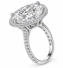 6.20 Ct Certified VVS-E-F-Oval White Diamond Ring-Great Shine-FREE Studs picture
