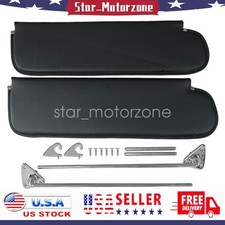 For 1967-1972 Chevy GMC Black LH RH Sun Visors Complete Kit w/ Chrome Brackets picture
