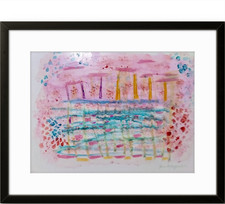 Sailboats Modern Abstract 9x12 Signed Original Watercolor Art Painting BACH picture