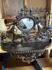 Vintage Euromarchi Italy Rococo Baroque Wall Mirror Hand Painted 18.5” picture