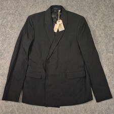 NEW Allsaints Expire Double Breasted Blazer Men 40 Black Surgeon Cuff Sport Coat picture