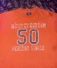 Vtg Abercrombie & Fitch Y2K Boys XL ‘50 PERCENT SINGLE’ Funny Humor Tee picture