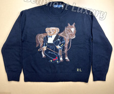 POLO RALPH LAUREN Polo Bear Equestrian Horse Black Knit Sweater Men's Size XL NW picture