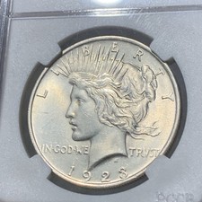 1923-P AU SILVER PEACE DOLLAR blast white surfaces w/ luster picture