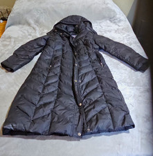 St. John's Bay Women's Black Hooded Zip Long Puffer Coat Down Insulated M picture