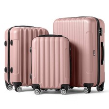 Juego De Equipaje Rosa Maletas De Mano Con Ruedas Para Viaje Avion 3 Piezas Set picture