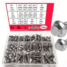 132pcs Metric Screws Assortment Kit Hex Socket Head Cap Bolts Nuts M5,M6,M8 New picture
