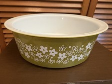 Rare Vintage Pyrex Spring Blossom Crazy Daisy 4 Qt 664 Big Bertha dish no lid picture