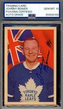 Johnny Bower Gem Mint 10 PSA DNA Signed 1963 Parkhurst Autograph picture