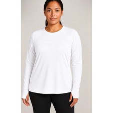 Athleta Chi Long Sleeve Stretchy Top Bright White Size Large picture
