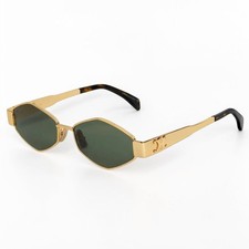 Celine CL40254U 54mm Rectangle Gold Sunglasses with Green Lens picture