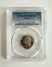 1981-S Jefferson Nickel Type 1 PR70DCAM PCGS Proof 70 5¢ Graded PCGS Estate Coin picture