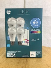 Lot 4 GE LED Light Bulb Color w Timer Remote 9.5W 60W A19 93130032 800 Lum NEW picture